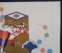 宮川叢平 木版画『投扇興』(有職玩具 第3巻より)