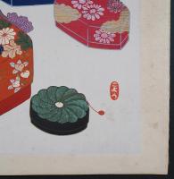都路古陽 木版画『貝桶・香箱』(有職玩具 第3巻より)