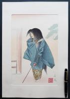 松野奏風 木版画『弱法師(盲目之舞)』【十二佳月能雅摺 2月】