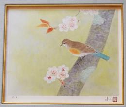 上村淳之 リトグラフ『花時(小さい四季シリーズ vol.2)』限定200部 作家保存版 (ルリビタキ)