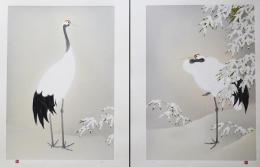 上村松篁 シルクスクリーン『丹頂』(左右一対) 限定250部 非売品 証明書付