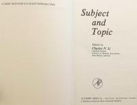 【英語洋書】 主語と主題『Subject and topic』