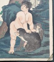 楊州周延 木版画『東錦昼夜競 坂田金時(金太郎)』 