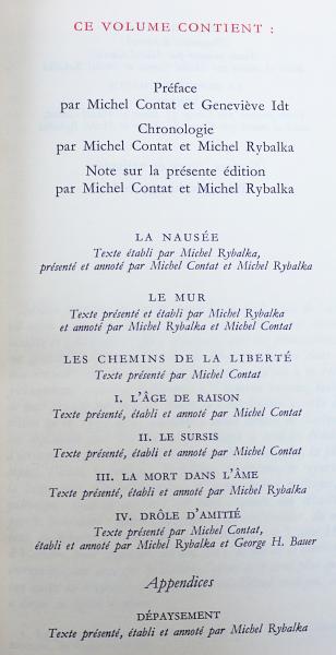 仏語洋書 Œuvres romanesques サルトル小説集プレイヤード叢書