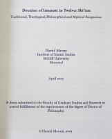 英語洋書　マギル大学学位論文　Doctrine of imamate in Twelver Shi'ism : traditional, theological, philosophical and mystical perspectives【イスラム教シーア派十二イマーム派の教義：伝統・神学・哲学、そして神秘的な視点】