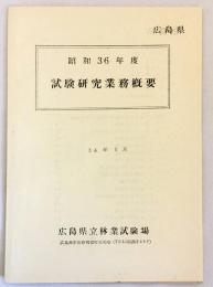 試験研究業務概要 昭和36年度　広島県立林業試験場　