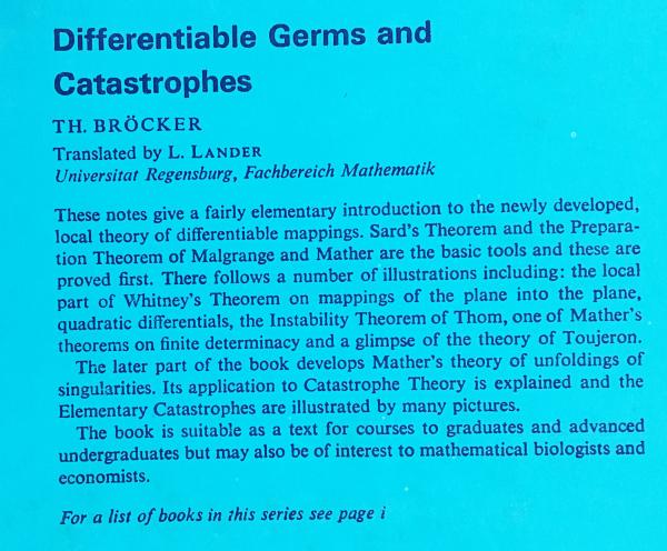 英語数学洋書 Differentiable germs and Catastrophes【微分可能な芽と