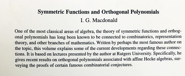 英語数学洋書 Symmetric Functions and Orthogonal Polynomials【対称