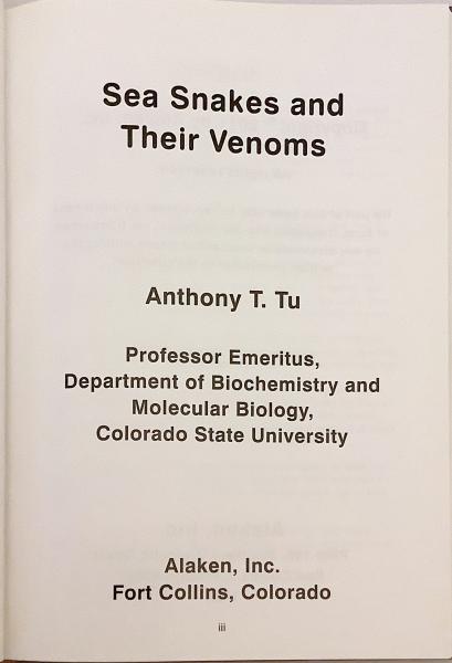 英語洋書 署名入り ウミヘビとその毒 Sea Snakes And Their Venoms 杜祖健 アンソニー トゥー 著 Anthony T Tu 杜祖健 アンソニー トゥー コロラド州立大学 古本 中古本 古書籍の通販は 日本の古本屋 日本の古本屋 英語洋書 署名入り ウミヘビとその毒 Sea Snakes And Their Venoms 杜祖健 アンソニー トゥー 著 Anthony T Tu 杜祖健 アンソニー トゥー コロラド州立大学 古本 中古本 古書籍の通販は 日本の古本屋 日本の古本屋