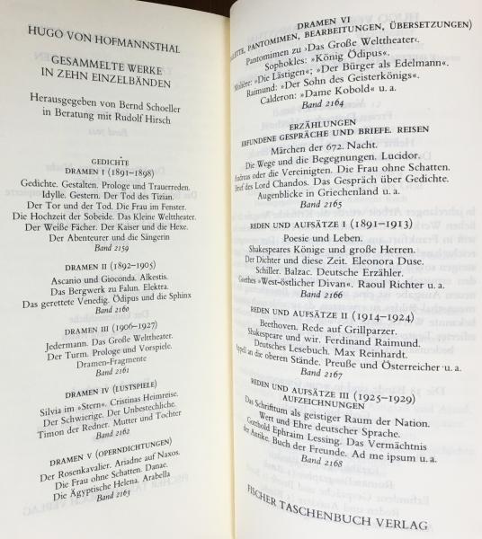 ドイツ語文学洋書 ホーフマンスタール著作集 全10巻揃 Hugo Von Hofmannsthal Gesammelte Werke フーゴ フォン ホーフマンスタール 古本 中古本 古書籍の通販は 日本の古本屋 日本の古本屋