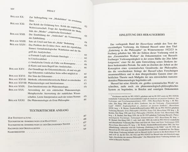 ドイツ語哲学洋書 フッサール全集 第35巻 哲学入門講義 1922年