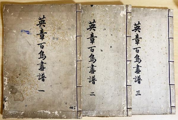 英章百鳥画譜 第1〜3巻 （全4冊の内,第4巻欠)(土田英章 画