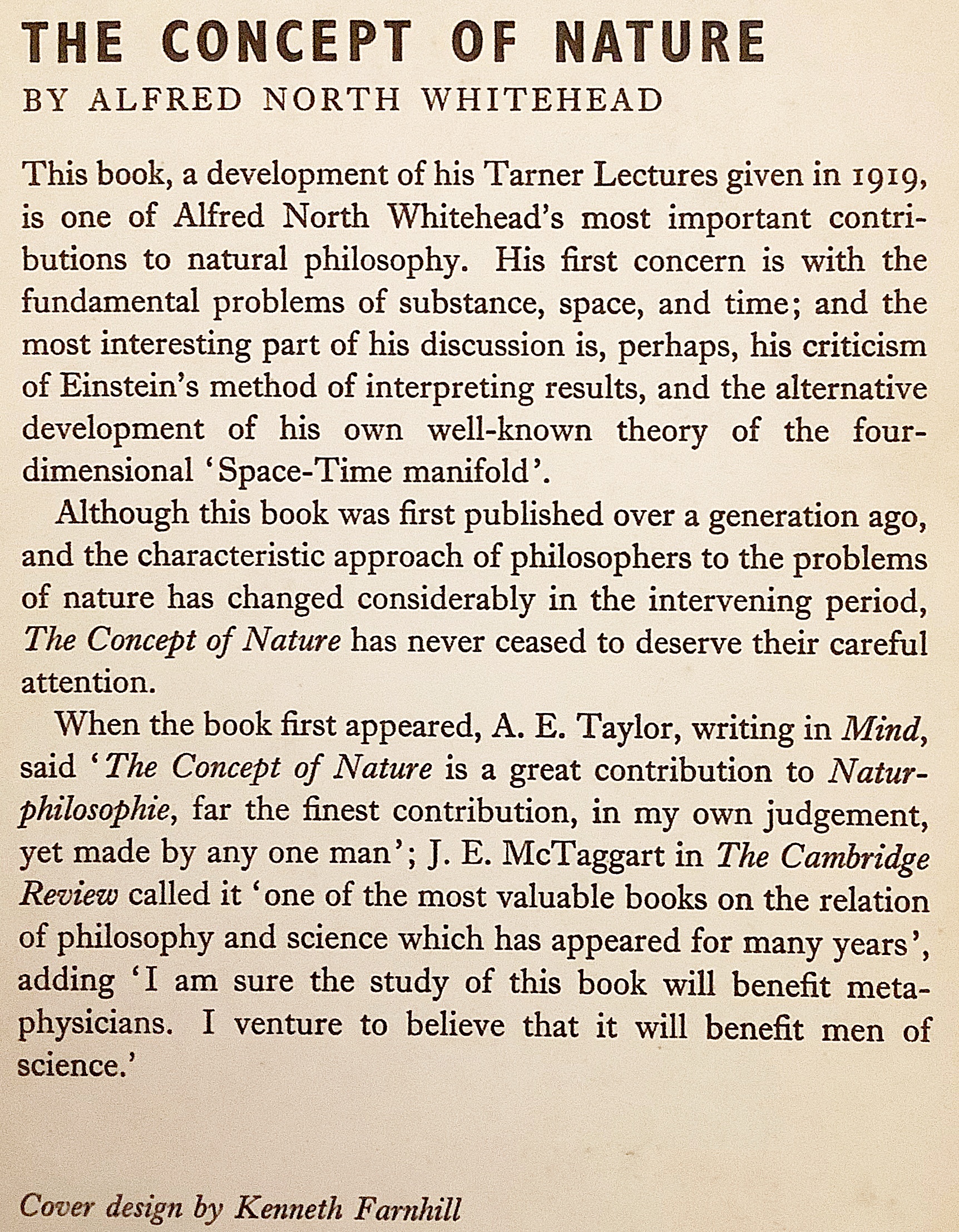 英語洋書】 自然の概念 『The concept of nature』 アルフレッド