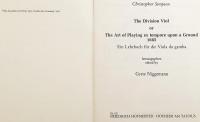 【英語・ドイツ語 楽譜洋書】 ディビジョン・ヴィオラ (バス・ヴァイオル) あるいは、グラウンド (低声部) の即興演奏芸術 『The division viol, or, The art of playing ex tempore upon a ground』 ●クリストファー・シンプソン (17世紀イングランドの音楽家) の演奏指南書