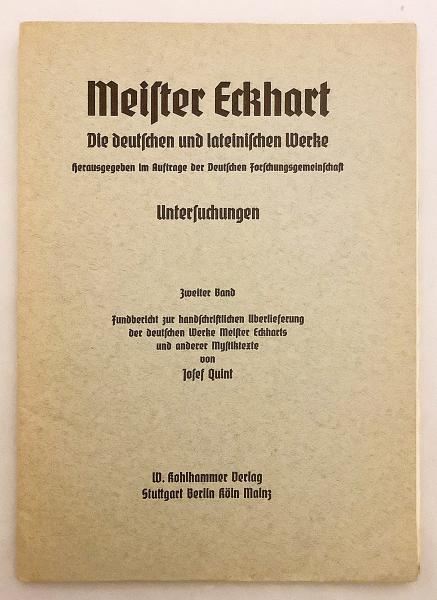 und　zur　Mystiktexte』(von　Josef　マイスター・エックハルトのドイツ語作品,　deutschen　Werke　Überlieferung　handschriftlichen　anderer　Meister　Eckharts　...　Quint)　その他の神秘主義文書の手稿について　ドイツ語・ラテン語洋書】　der　『Fundbericht　アブストラクト古書店