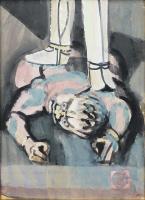 杉本健吉 肉筆水彩画 『邪鬼』　