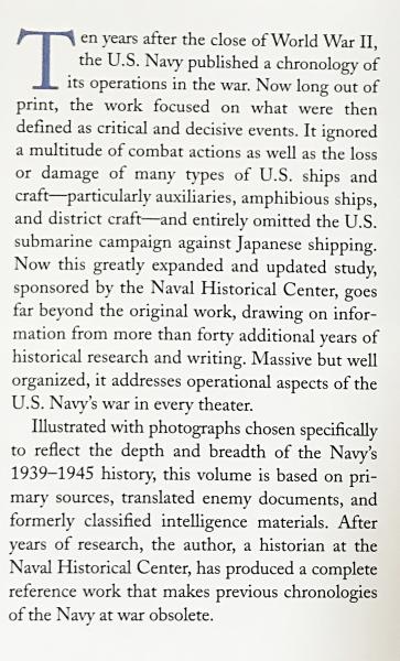 英語洋書 第二次世界大戦におけるアメリカ海軍の公式年表【The