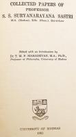 【英語洋書】 元・マドラス大学哲学部長 S.S. Suryanarayana Sastri教授の論文集 『Collected papers of professor S.S. Suryanarayana Sastri』 ●不二一元論