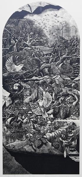 小林敬生 大判木口木版画 『蘇生の刻-讃歌-』限定50部 (小林敬生