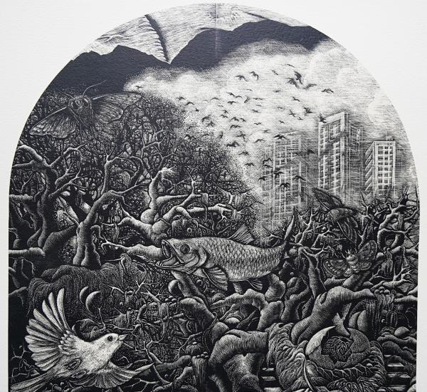 小林敬生 大判木口木版画 『蘇生の刻-讃歌-』限定50部 (小林敬生