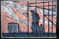 小野忠重 木版画『母子』 限定2部　