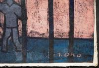 小野忠重 木版画『母子』 限定2部　