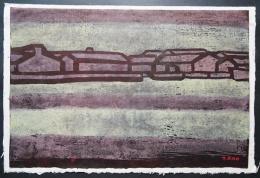 小野忠重 第5回日本アンデパンダン展出展作 木版画『川(すみだ川)』限定20部