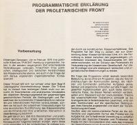 【ドイツ語洋書】 プロレタリア戦線の綱領的宣言 『Programmatische Erklärung der proletarischen Front』