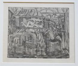 瑛九 銅版画『タイトル不明2』額装
