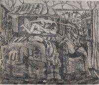 瑛九 銅版画『タイトル不明2』額装