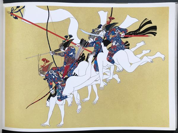 武田秀雄 シルクスクリーン『鵯越の奇襲』[画集「源平(GENPEI)求