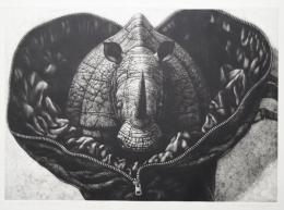 坂爪厚生 メゾチント 大判銅版画『情況'86 アフリカからの贈り物Ⅱ』限定30部