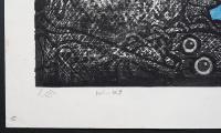 黒崎彰 初期作品 木版画『地の声・ちょう (W-43)』 Ed.25の内,No.1