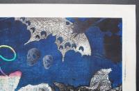 黒崎彰 初期作品 木版画『地の声・ちょう (W-43)』 Ed.25の内,No.1