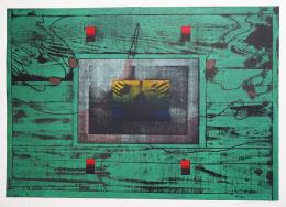 黒崎彰 木版画(写真凸版併用)『禁じられた恋人たち13 (Forbidden Lovers)』W-216 限定90部
