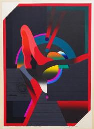 黒崎彰 木版画『暗号の森5(Secret Codes)』W-166　限定90部 1973年