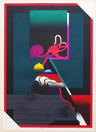 黒崎彰 木版画『迷夢(Anatomy)』W-153 限定75部 1973年
