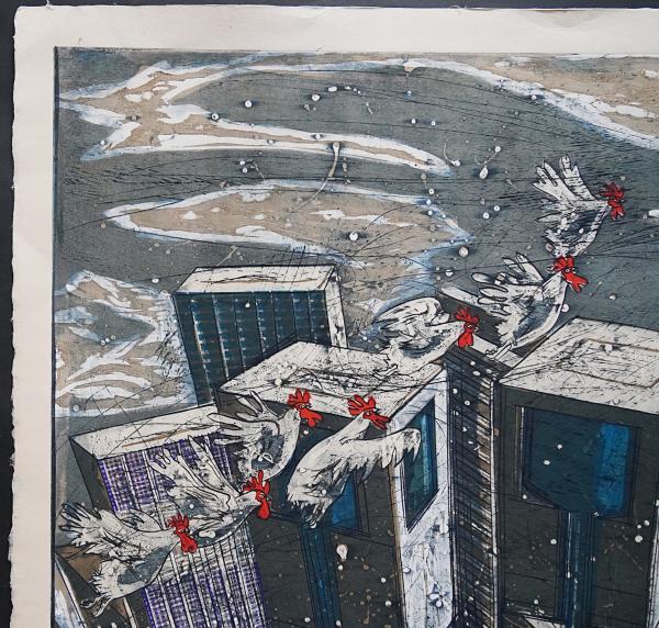 河内成幸 大判木版画『翔べ(Ⅵ)』Flying 限定35部(河内成幸