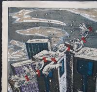 河内成幸 大判木版画『翔べ(Ⅵ)』Flying　限定35部