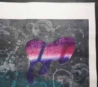 萩原英雄 大判木版画(両面刷り)『藍の幻想 No.2 (Fantasy in blue)』限定30部