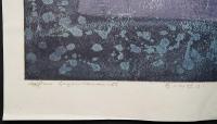 萩原英雄 大判木版画(両面刷り)『藍の幻想 No.3 (Fantasy in blue)』限定30部