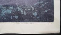 萩原英雄 大判木版画(両面刷り)『藍の幻想 No.3 (Fantasy in blue)』限定30部