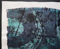 萩原英雄 大判木版画(両面刷り)『藍の幻想 No.4 (Fantasy in blue)』限定50部