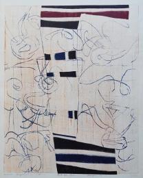 萩原英雄 大判木版画『仮面劇 No.11 (masque)』 限定50部