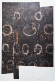 萩原英雄 大判木版画『仮面劇 No.13 (masque)』 限定50部