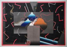 黒崎彰 世界版画賞受賞作 木版画『黒のアラベスク (Midnight Arabesque)』W297 限定50部