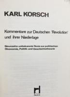 ドイツ語洋書 ドイツ革命とその敗北に関する解説【Kommentare zur Deutschen 'Revolution' und ihrer Niederlage】