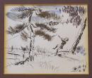 木村荘八 肉筆挿絵　原画　額装 ●直筆サイン入