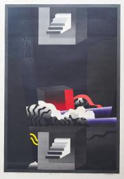 黒崎彰 大判木版画『闇のコンポジションC(Composition of the Darkness)』W108C 限定30部
