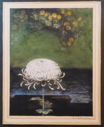 中山正実 色彩銅版画『菊(Chrysanthemum)』  額装